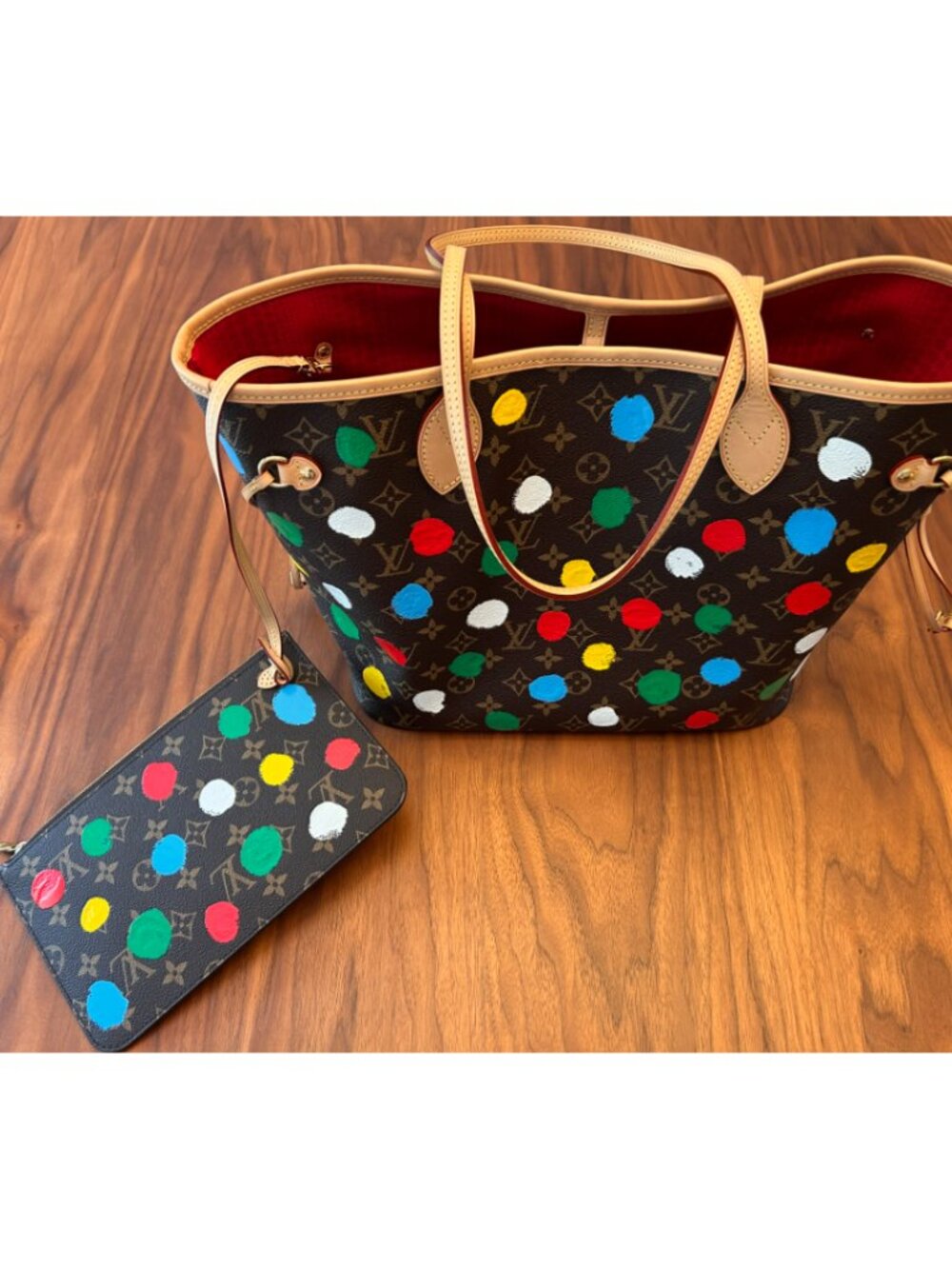 Louis Vuitton Monogram Multicolor Paint Dot Neverfull Tote with Pouch
